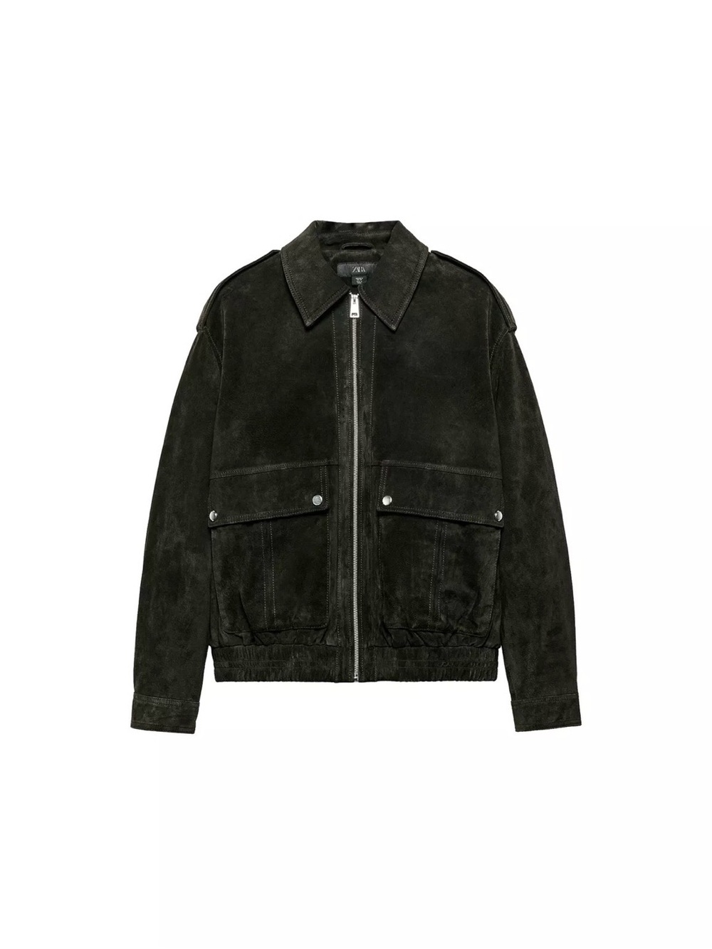 Women’s Dark Green 100% Suede Zip Front Jacket